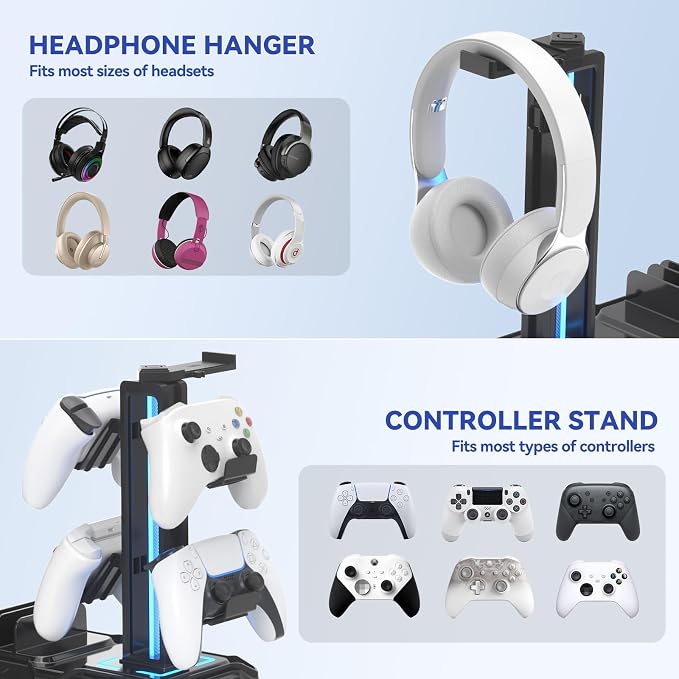 KDD Headphone Stand with USB A&C Charger Ports - Image 5