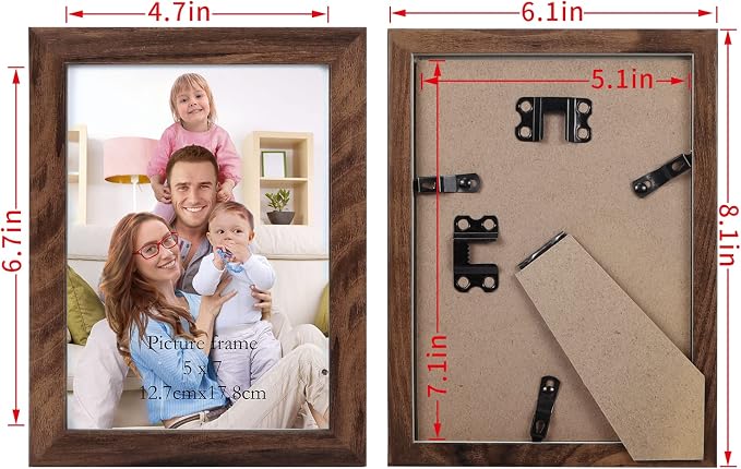 Giftgarden 5x7 Picture Frame Brown Set of 12 - Image 2