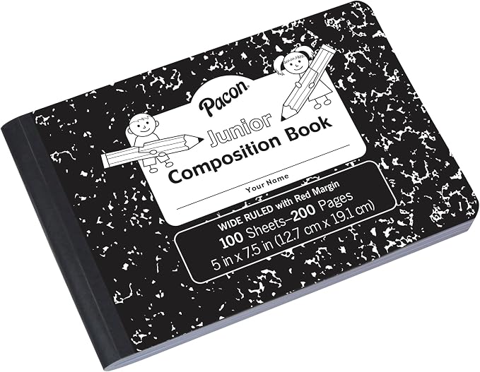 PACON PMMK37090 Pacon Junior Composition Book, 5 x 7-1/2 Inches, 3/8 Inch Ruled by Pacon