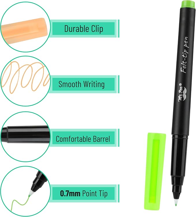 Mr. Pen- Felt Tip Pens, 8 Pack, Fast Dry | Fine Felt Tip Pens - Image 3