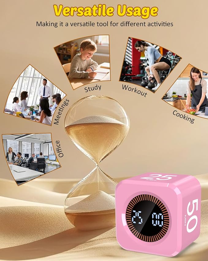 Digital Pomodoro Timer Cube 5/10/25/50min, Visual Productivity Flip Timer - Image 8