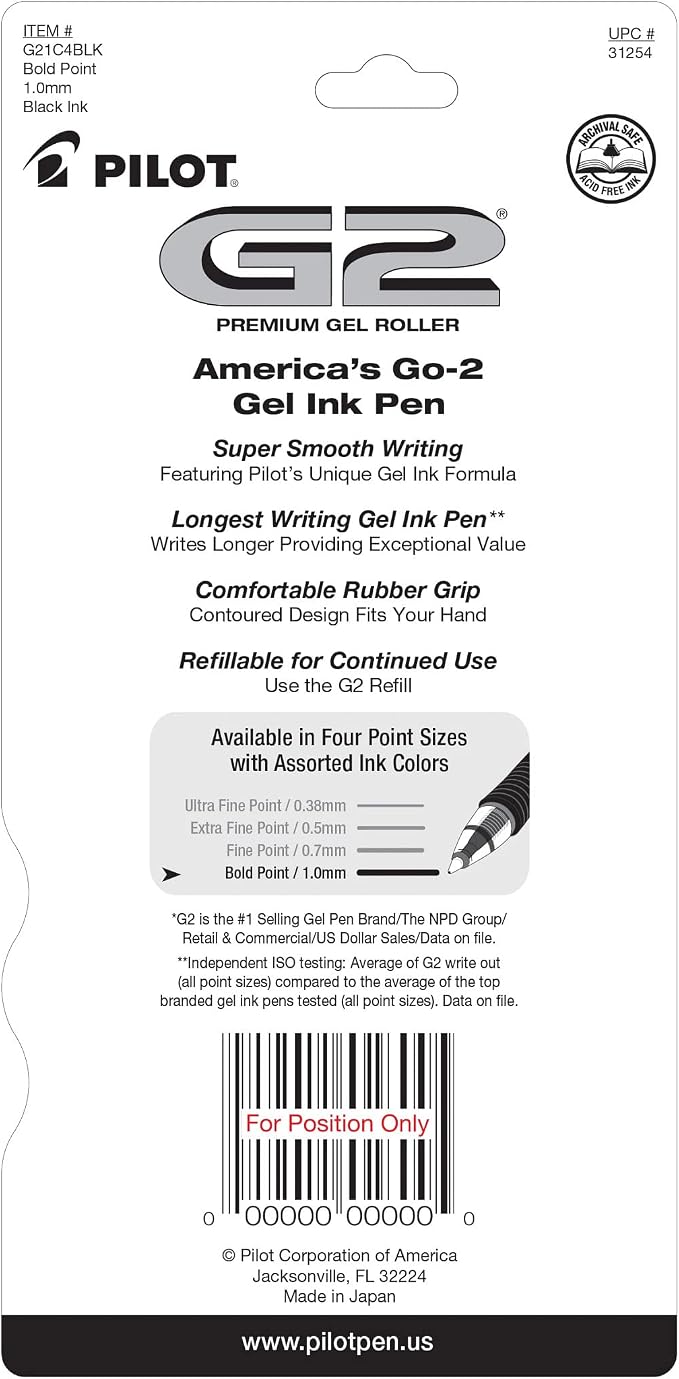 PILOT G2 Premium Refillable and Retractable Rolling Ball Gel Pens, Bold Point - Image 2