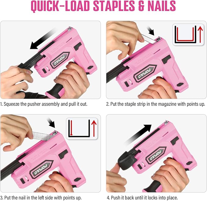 POPULO Pink Electric Staple Gun, 4V Cordless Battery Powered Staple Gun - Image 6