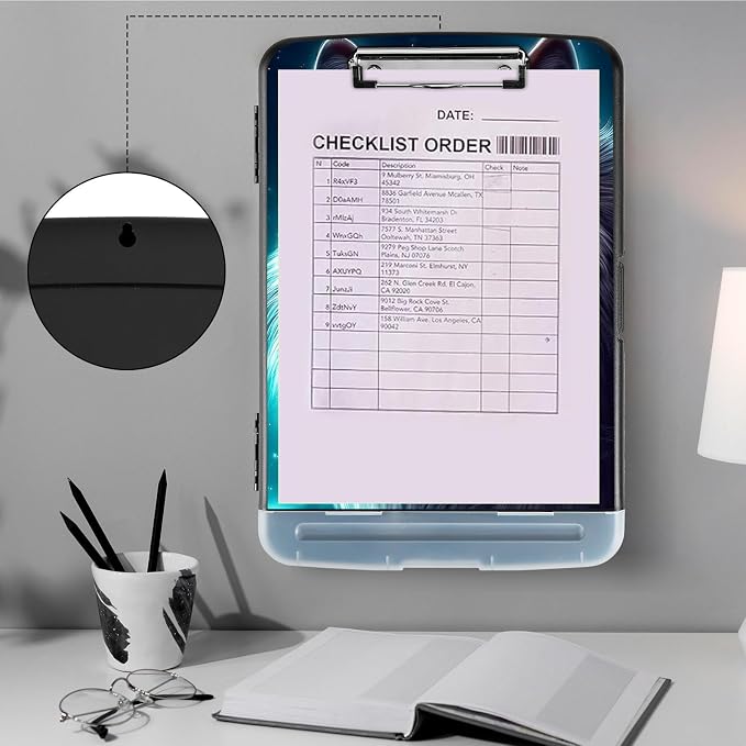 Clipboard with Storage, Heavy Duty Plastic Storage Clipboard with Low Profile - Image 4