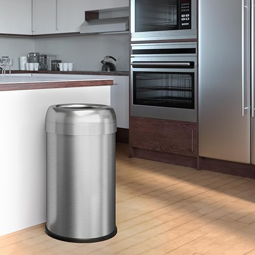 iTouchless 13 Gallon Dual-Deodorizer Trash Can and Recycle Bin Stainless Steel Commercial Grade, Large 10 Inch, Home, Restaurant, Restroom, Office, Open Top, Round-DeskLoop Office