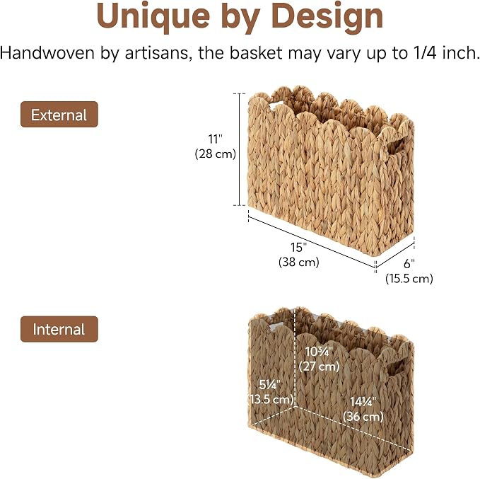 StorageWorks Hand-Woven Magazine Holder, Magazine Wicker Basket - Image 2