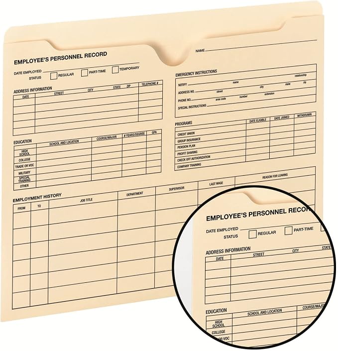 Smead Employee Record File Jacket, Reinforced Straight-Cut Tab, Flat-No - Image 4