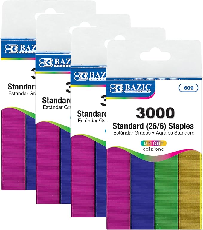 BAZIC Products Standard Staples, Metallic Colors, 3000 Ct by BAZICProducts