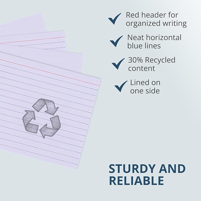 Roaring Spring Recycled Index Cards 4"x6", Smooth 100# White Recycled Index - Image 4