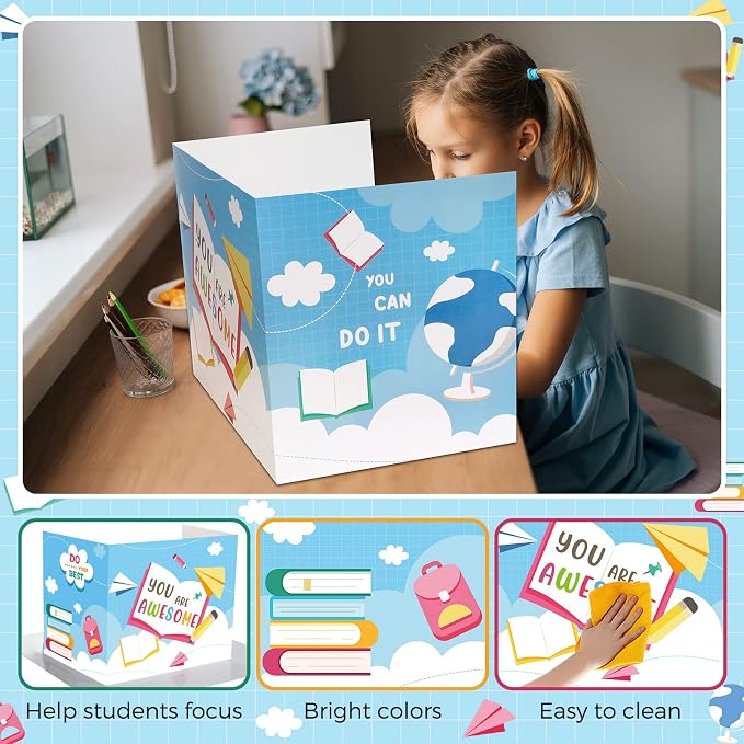 24 Pcs Privacy Boards for Student Desks Bright Colored Classroom Desk Divider - Image 6