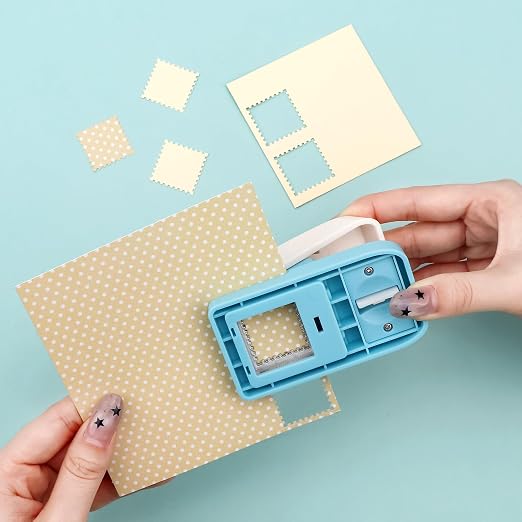 2 Pcs Square Stamp Punch, 1.5 Inch & 1 Inch Stamp Puncher, Stamps Shaped Paper - Image 7