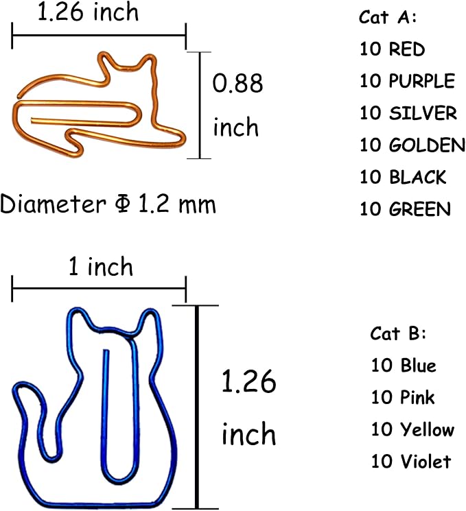 100 pcs Cat Paper Clips Cute Decorative Paperclips, Cat Lover Gifts - Image 2