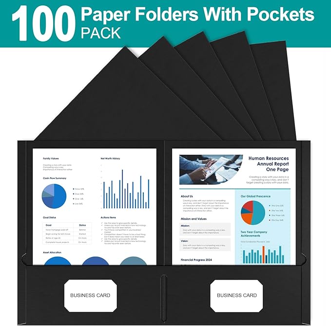 HABGP Two Pocket Folders, 100 Pack 2 Pocket Folders Fit Letter Size Paper - Image 5