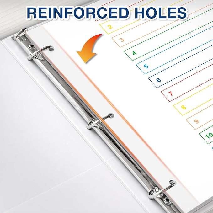 H4D 12 Tab Dividers for 3-Ring Binder, Numbered 1-12 Multicolor Tabs - Image 5
