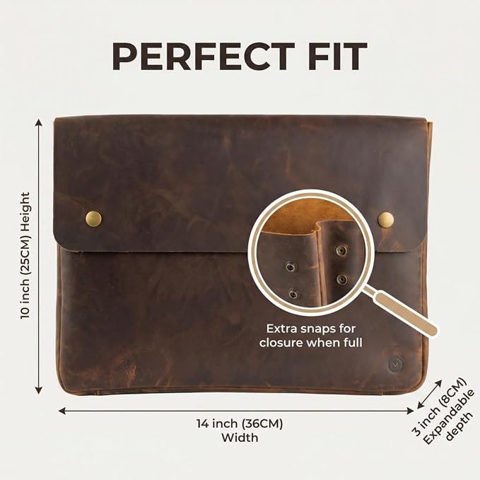 Moonster Leather Folder, Full Grain Leather File Folder Organizer Document - Image 2