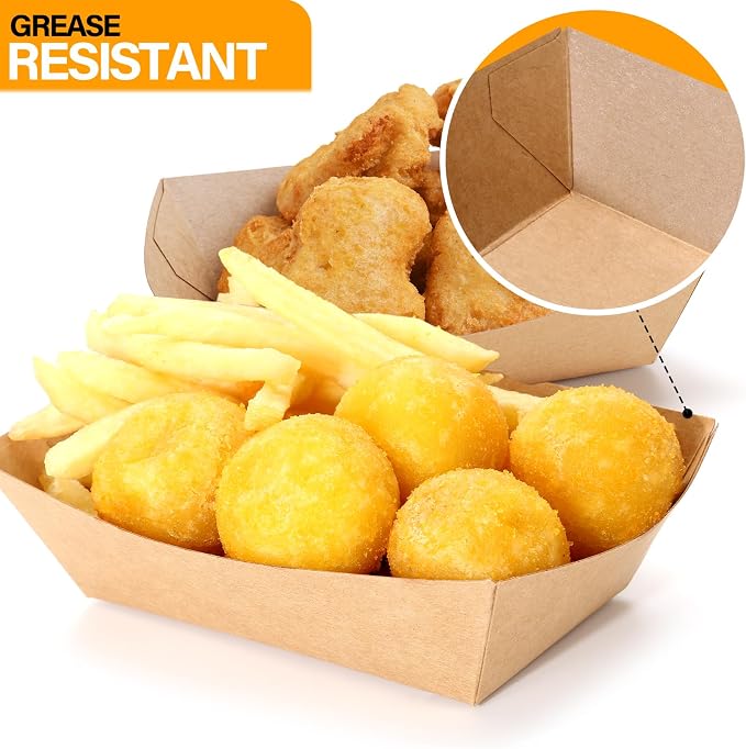 2lb Paper Food Boats, Kraft Paper Food Nacho Trays Disposable Take Out Food - Image 9