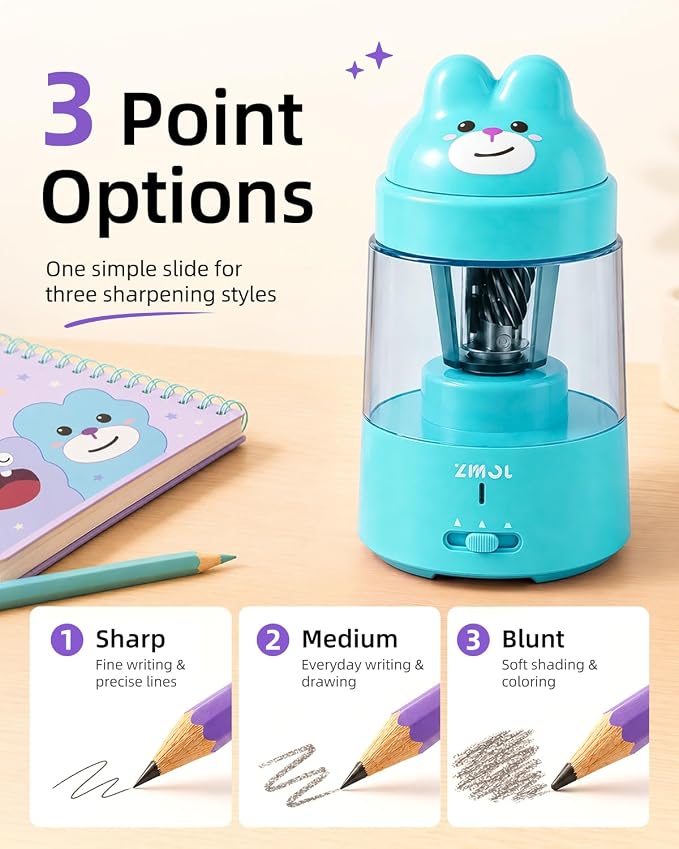 ZMOL Colored Pencil Sharpener for Kids Gift, Rechargeable Electric Pencil - Image 3