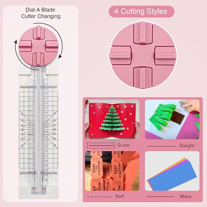 Paper Trimmer, 4 Styles Craft Paper Cutter Multi-Function Scrapbooking Tool - Image 2