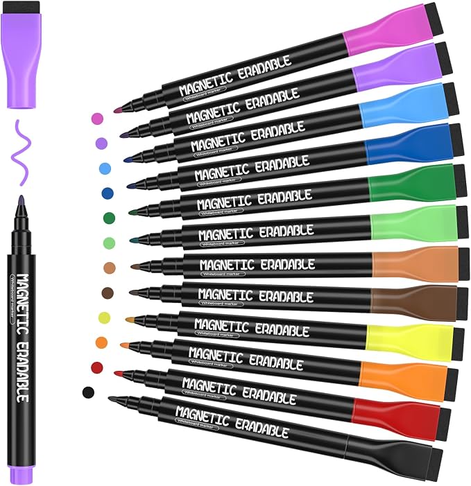 Magnetic Whiteboard Markers, Erasable Dry Erase Marker by Jebeeynn