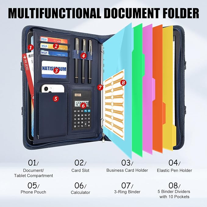 Portfolio Binder 3 Ring Includes Pen and 5 Dividers - Image 2
