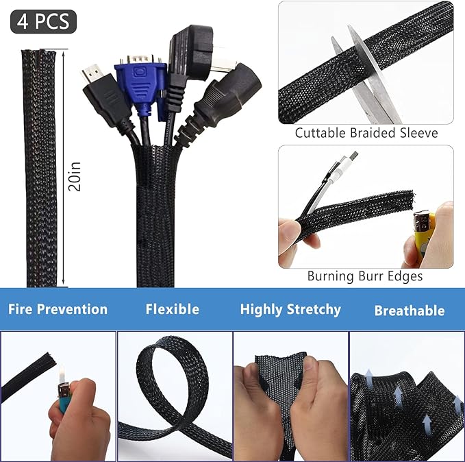 ELII 327 PCS Cable Management Kit 4 Cable Cable Sleeves, 65 Cable Clips - Image 3