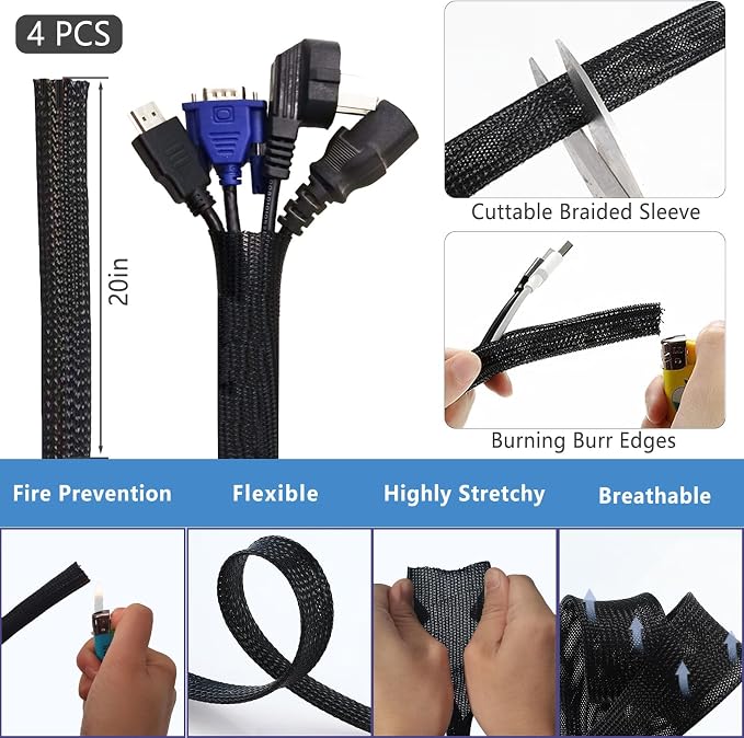 ELII 327PCS White Cable Management Kit 4 Cable Cable Sleeves 65 Cable Clips | - Image 3