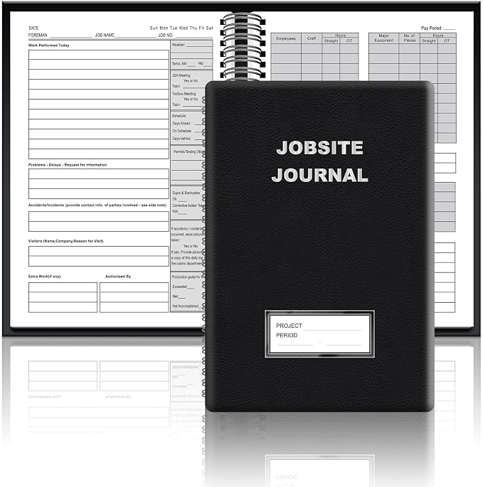 chiazllta Jobsite Journal 7x10 Inch Construction Daily Log Undated Daily Log by chiazllta