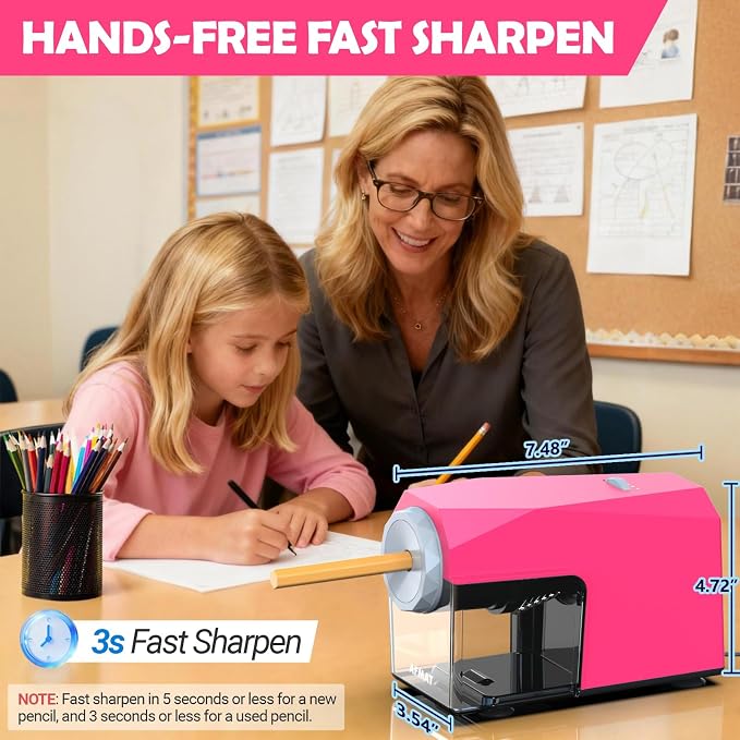 AFMAT Electric Pencil Sharpener, Fast & Hands-Free, 10K+ Uses, 5 Nibs, Fully - Image 4
