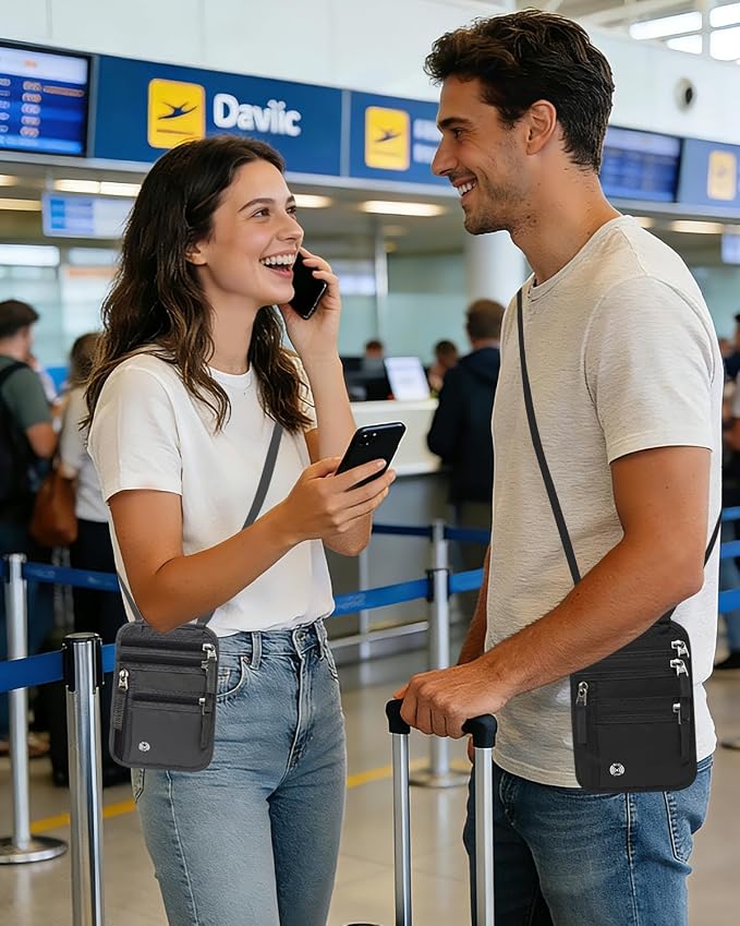 Sizobi Neck Wallet for Traveling Women Men, RFID Blocking Nylon Passport Holder - Image 2