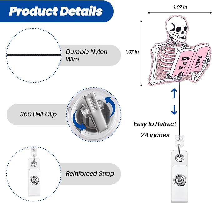 Funny Skeleton Nurse Badge Reel, How to BE A Nurse Fun Badge Holder - Image 4