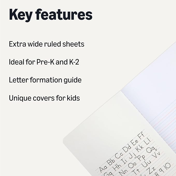 Amazon Basics Primary Composition Notebook, Extra Wide 1/2" Ruled Lines - Image 2