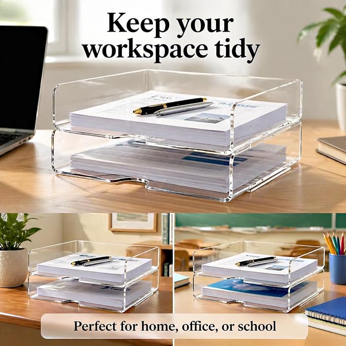 DCA Large Capacity Desk Organizer, 2 Tier Paper Organizer, Letter Tray File - Image 4