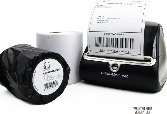 Buhbo Compatible with DYMO LabelWriter 4XL 4" x 6" Shipping Label 1744907, White (220 Per Roll)-DeskLoop Office