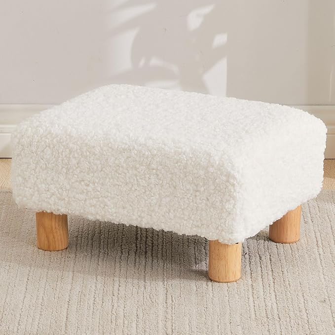 Small Foot Stool Ottoman, Sherpa Footstool Ottoman Foot Rest by FIMIVIBI