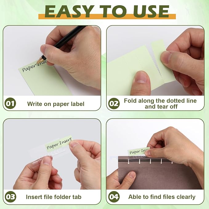 100 Pcs Hanging File Folder Tab Inserts 2 Inch Colored Blank File Tab Hanging - Image 4