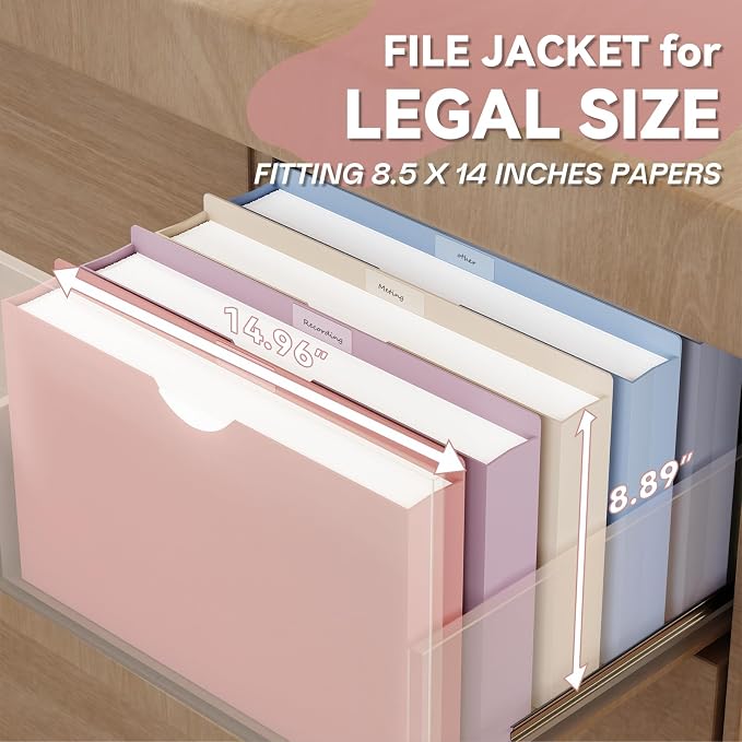 Plastic 2 Inch Manila File Jackets, Legal Size, 12 Pack Manilla Pocket Folders - Image 3