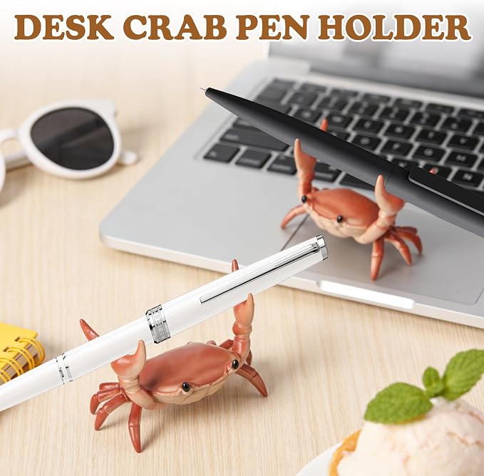 2 Pack Desk Crab Pen Holder, Creative Weightlifting Crab Pencil Stand Holder - Image 2