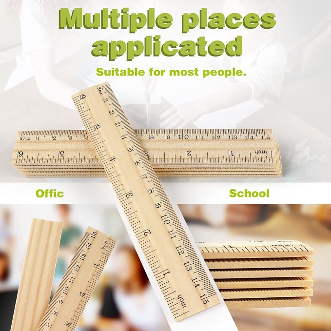 ZZTX 3 Pack Wooden Ruler 6 Inch Rulers Bulk Wood Measuring Ruler - Image 3