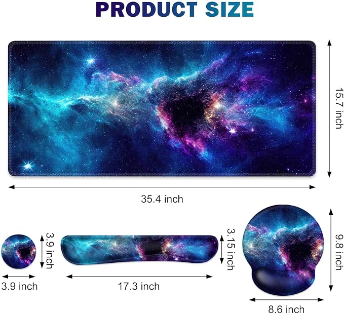 Gaming Mouse Pad, Large Desk Mat, Cute Desk Pad Protector, 4in1 XXL Mousepad + - Image 2