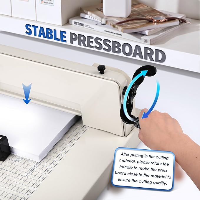 Heavy Duty A4 Paper Cutter 400 Sheet Thickness Cutting Capacity, 12 Inch Stack Guillotine Paper Cutter with 1 Replacement Blade, Stack Trimmer Suitable for Paper Leather Cardboard Nonwoven-DeskLoop Office