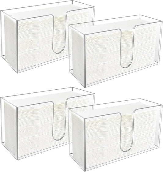 4Pack Acrylic Countertop Paper Towel Holder, Paper Towel Dispenser Countertop/Acrylic Napkin Holder(5mm Acrylic) C-fold or MultiFold Trifold Paper Towels for Bathroom, Kitchen,Restaurant (4)-DeskLoop Office