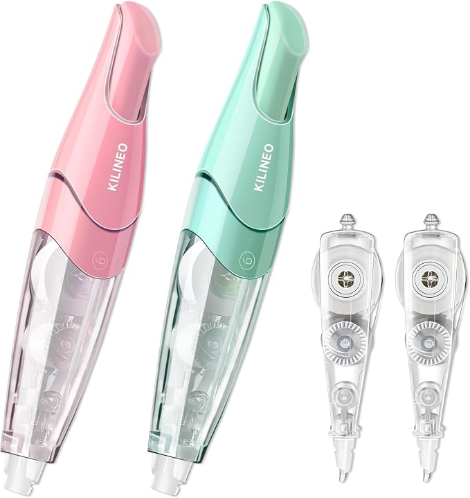 Refillable Retractable White Correction Tape, Pen Shaped White Smooth Pull Out by KILINEO