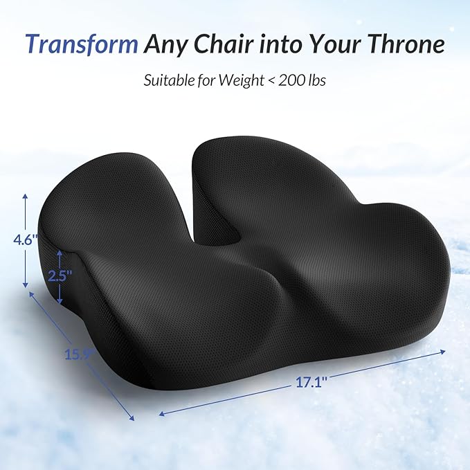 ZIKEE Gel Seat Cushion for Office Chair and Car Seat with Ergonomic Zoning, Memory Foam Chair Cushion for Sciatica, Lower Back, Tailbone Pain Relief and Intimate Ventilation, Non-Slip & Airy Cover-DeskLoop Office