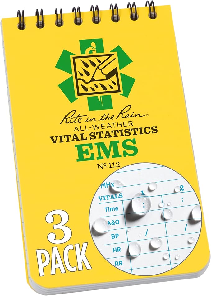 Rite in the Rain Weatherproof EMS Notebook, Vital Stats Pages, 3 Pack by RiteintheRain