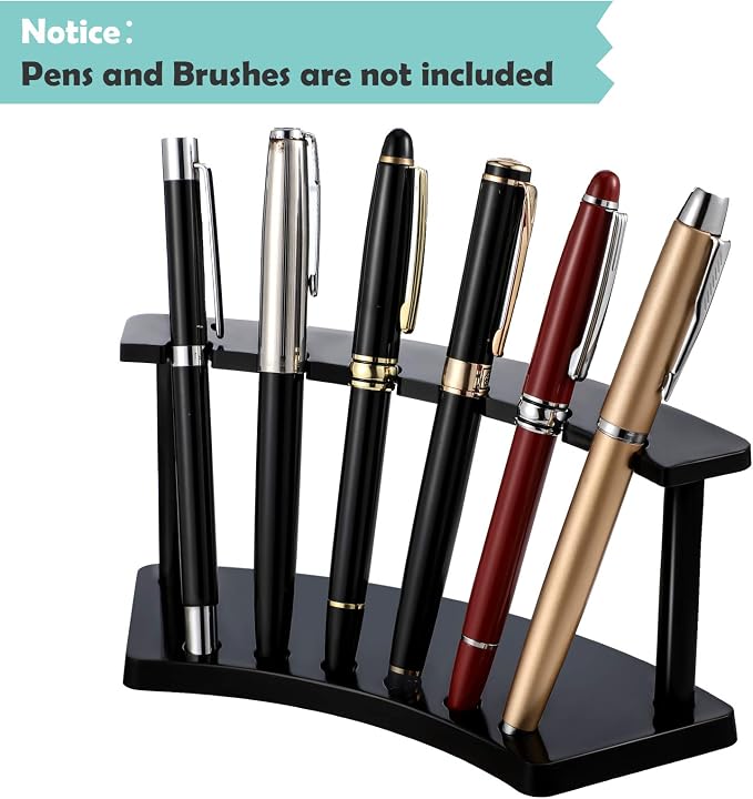 Tinlade 2 Pieces Plastic Pen Holder Stand Display Rack 6-Slot Pen Makeup Brush - Image 4