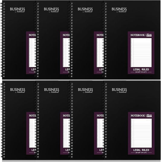 Resurhang 8 Pack Wirebound Business Notebook Legal Ruled Spiral Notebook 6-5/8" by Resurhang