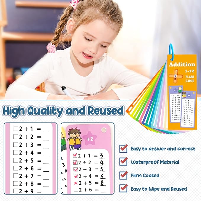 1-12 Addition Flash Cards, Large Math Table Flashcards, Including 15 Cards - Image 4