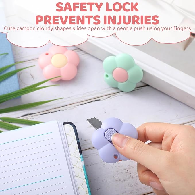 Honoson 8 Pack Mini Box Cutter Retractable Utility Knife Flower Portable Letter - Image 4
