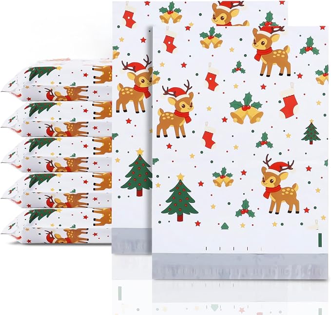 10x13 Inches Christmas Poly Mailers 25 Pcs Waterproof Self-Sealing Holiday by POLYSELLS