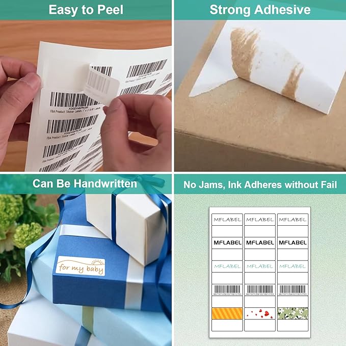 MFLABEL Address Labels, 1" x2-5/8 Mailing Labels, 30-UP White Shipping Labels for Inkjet or Laser Printer, 3000 Sticker Labels (100 Sheets), 30 Labels per Sheet-DeskLoop Office